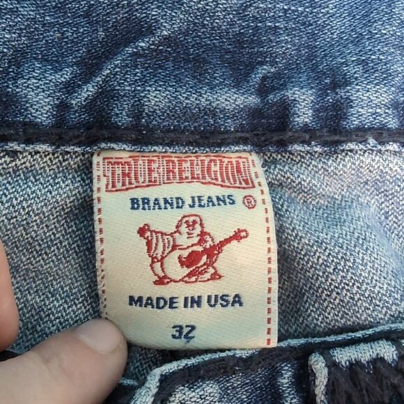 True Religion Distressed Flare Jeans Blue Denim Raw Hem – Women’s 32 - Picture 8 of 15